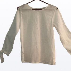 J Crew Sheer Cold Shoulder White PTP 18” Cotton  Blouse